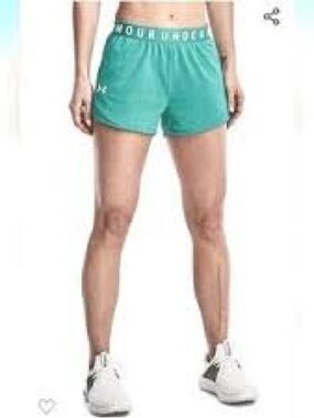 Under Armour Teal Women's Play Up Twist 3.0 Athletic Shorts with Logo Waistband